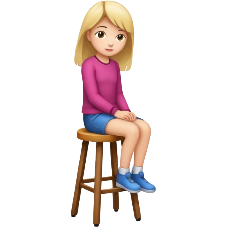 a girl is sitting on a stool whole body toward left side emoji