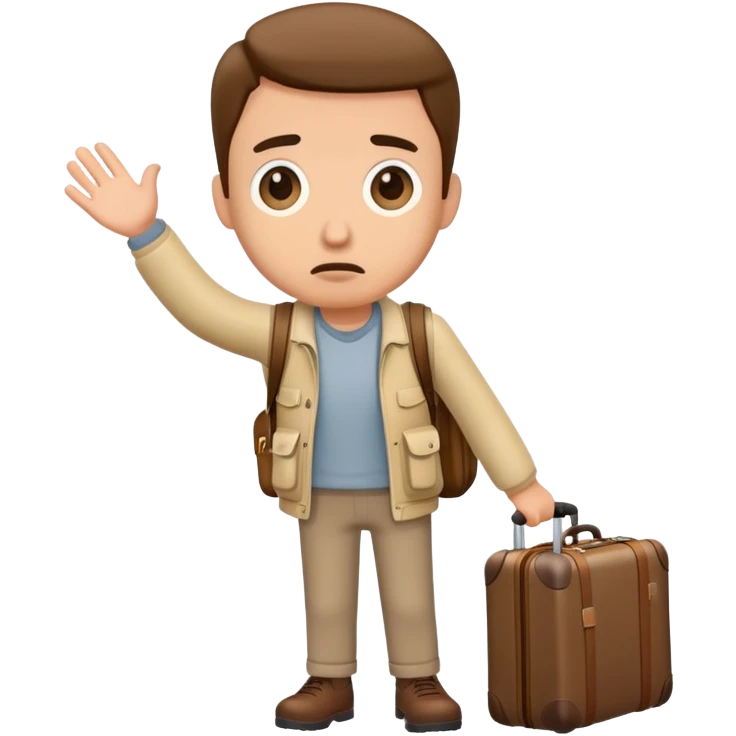 Lost luggage with traveler looking confused emoji