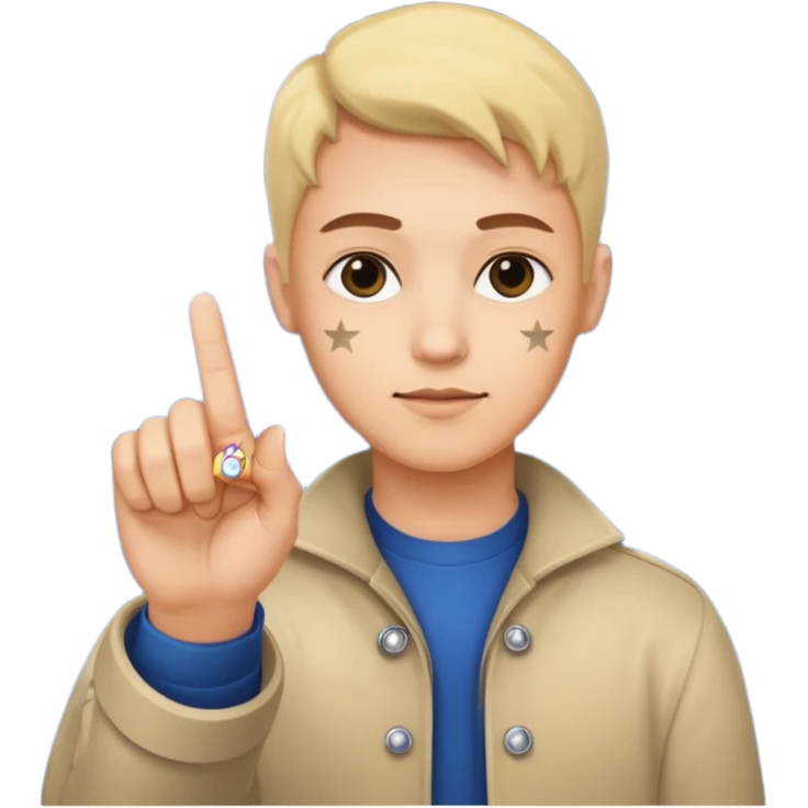 index finger pointing with a star at the fingertip and yod symbols surrounding the finger emoji