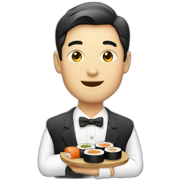Rich business man eating sushi emoji
