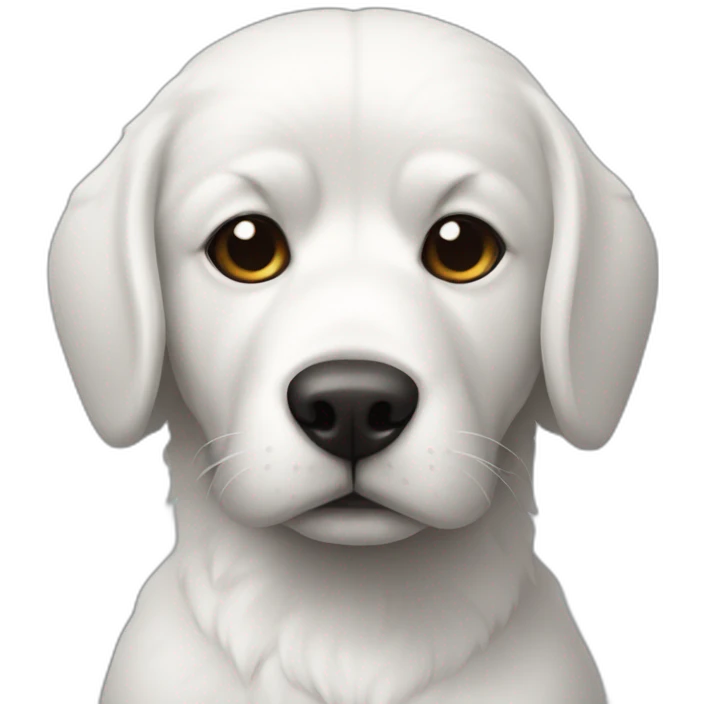 perrito peludo color blanco con casco militar emoji