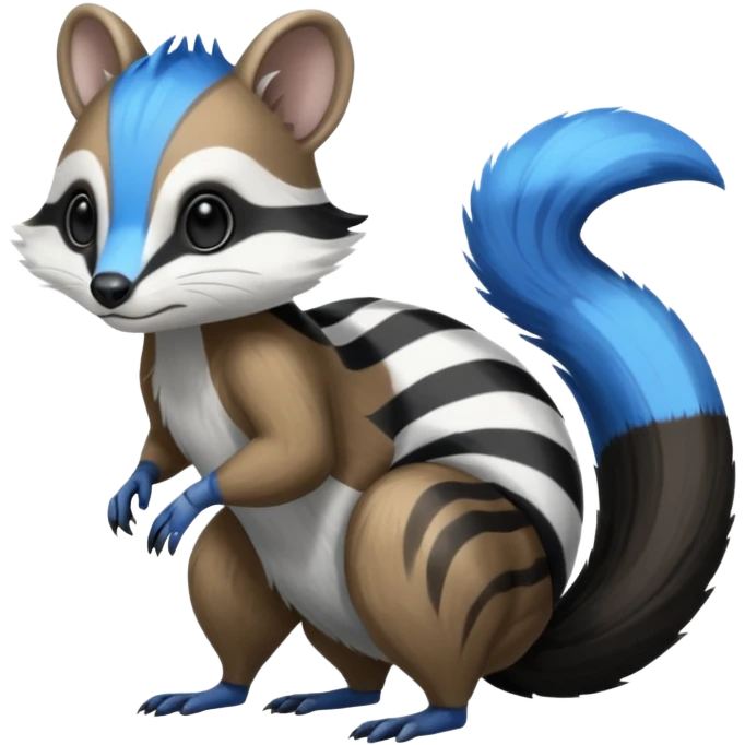 Black/White/Blue Skunk-Vernid-Trico-Furret-Numbat-animal-fusion (full body) emoji