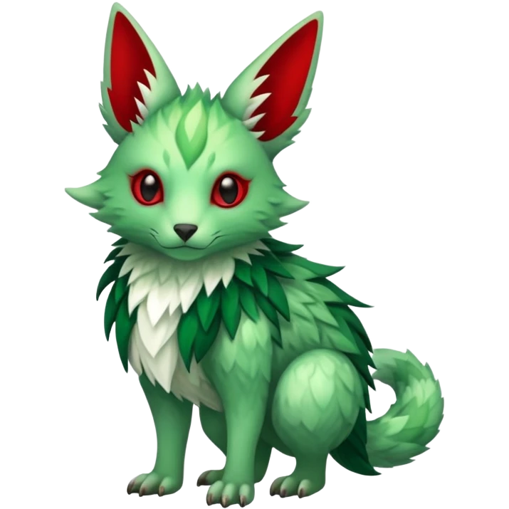 Cute Cool Edgy Green Red ethereal Fionbri-Vernid-Trico-animal-creature full body emoji