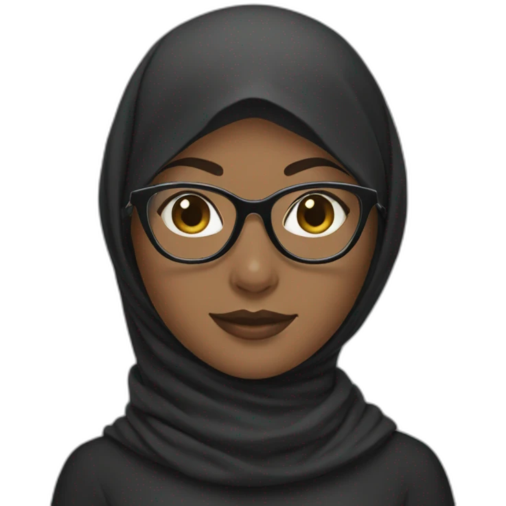 Black hijab with glasses with cat emoji