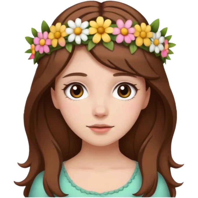 Brown hair girl who is white. Aesthetic  emoji