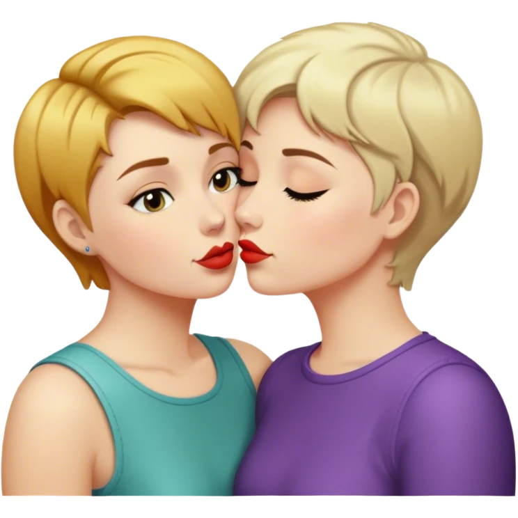2 short hair lesbians kissing emoji