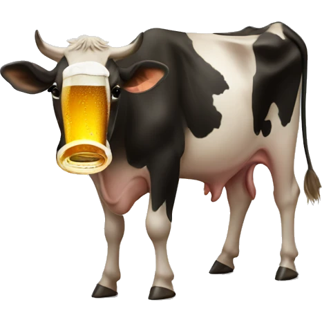A cow drinking a beer  emoji