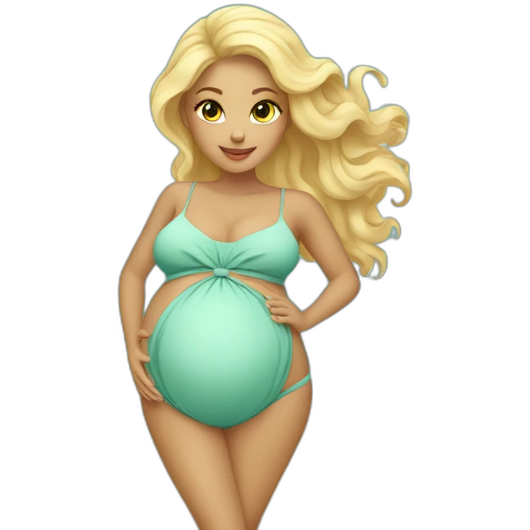 adorable pregnant blond full body women with beach-wave-hair emoji