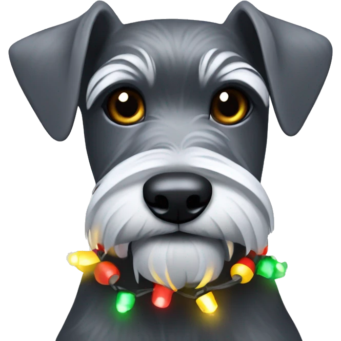 Schnauzer wearing Christmas lights  emoji