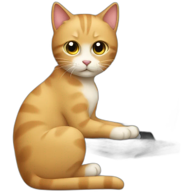 Cat typing infront of a pc emoji