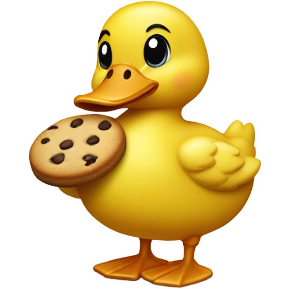 Yellow duck eating cookie emoji