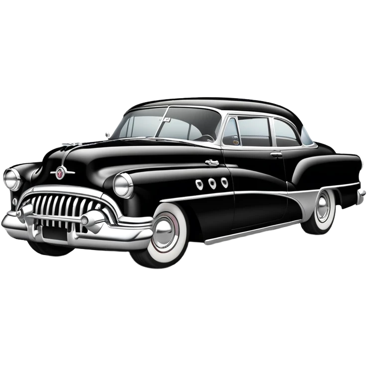 classic hot rod car, 1950s Buick Century influence, black and white colors emoji