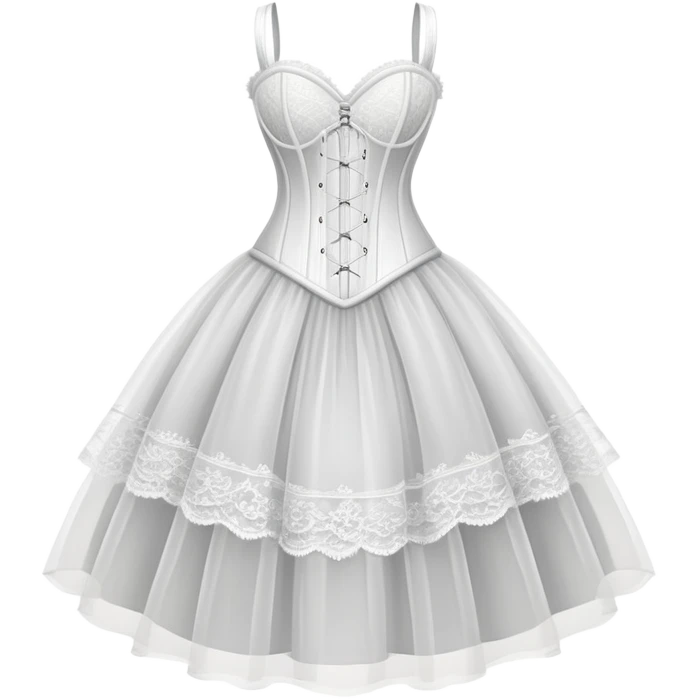 white corset dress, feminine, lace and ulle emoji