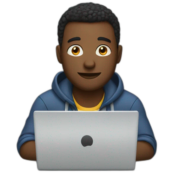man sitting in front of laptop and we can see his screen\ emoji