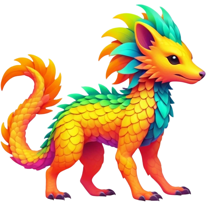 futuristic lush warm-colored neon-colored Fakémon-Trico-creature (full body) emoji