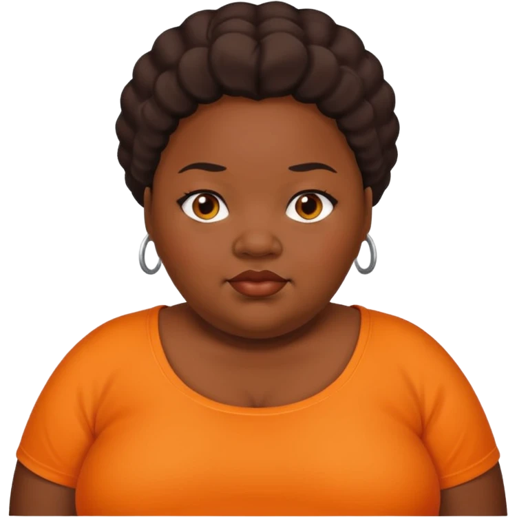 obese black woman with orange shirt emoji