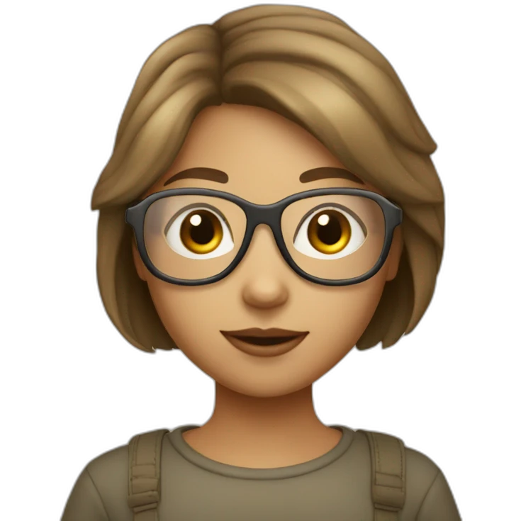 young girl with beige skin with a brown bob hairstyle wearing aviator glasses emoji