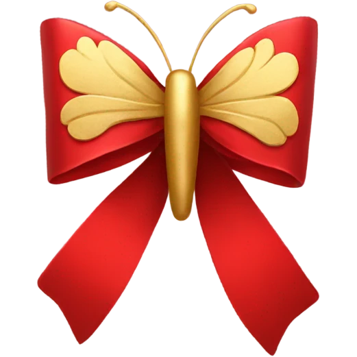 Red bow with one gold butterfly on the bow emoji