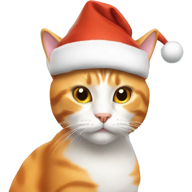 Orange white cat wearing Santa costume emoji