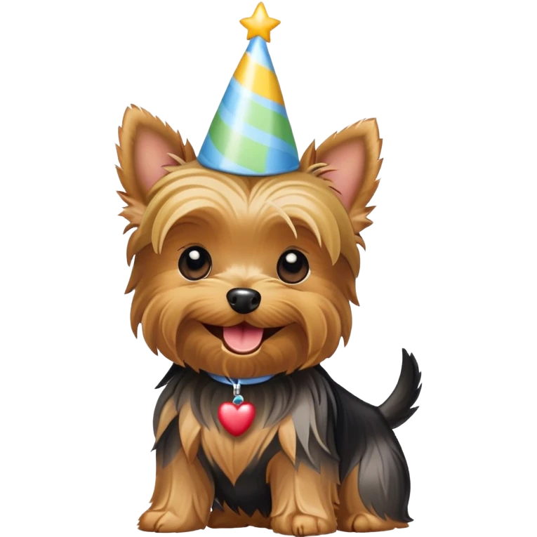 Yorkie saying happy birthday emoji