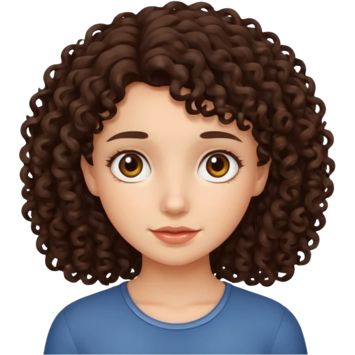 Dark brown Curly hair girl emoji