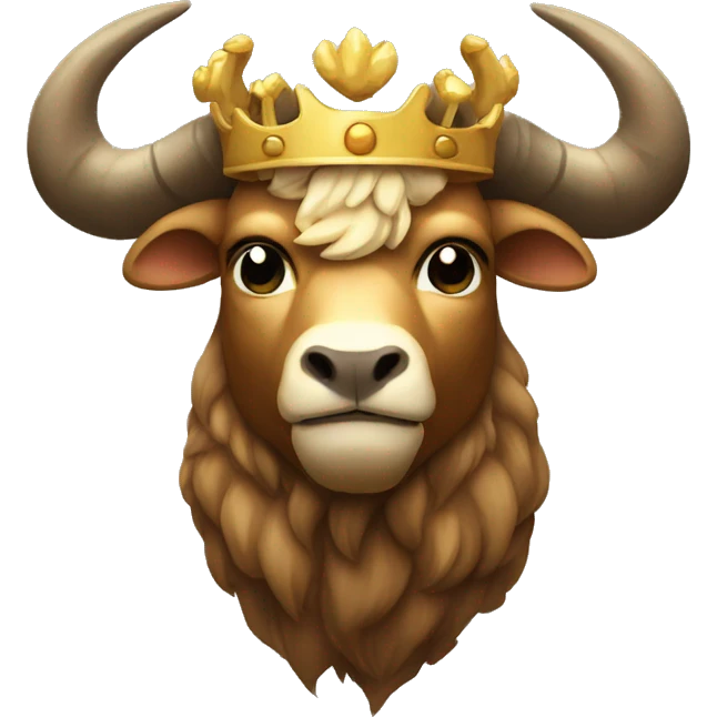 big horn minotaur wearing crown emoji