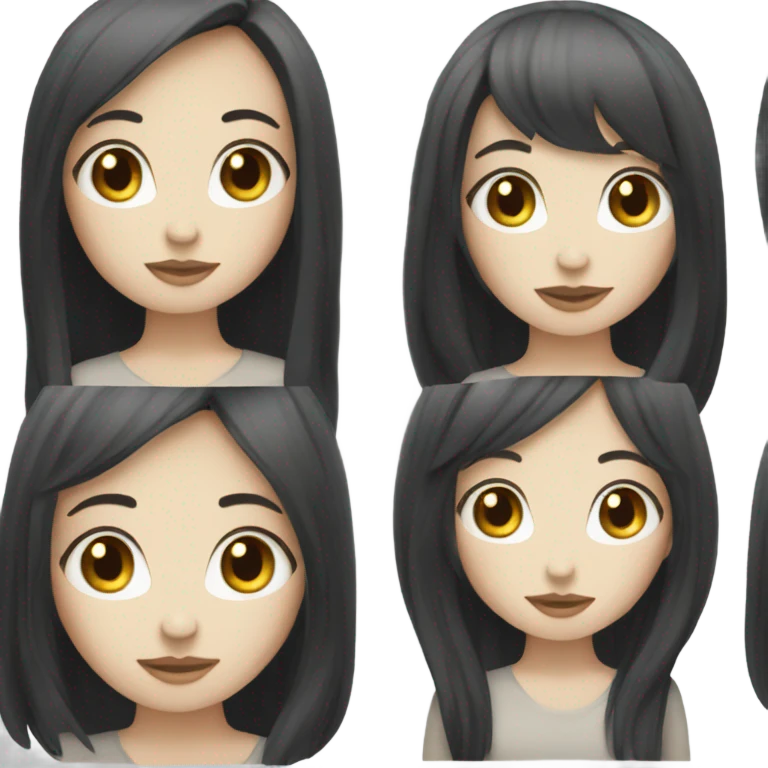 pale girl with long black hair with bangs  emoji