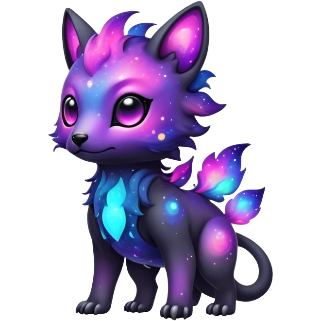 Cute cool colorful dark nebula fantasy-Fakemon-Digimon-animal-hybrid full body emoji