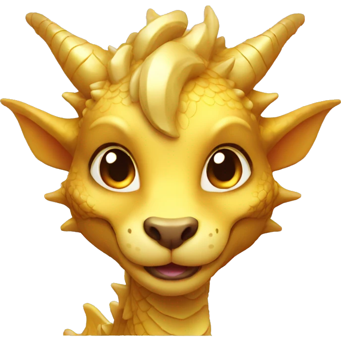cute golden dragon face with feminine qualities emoji