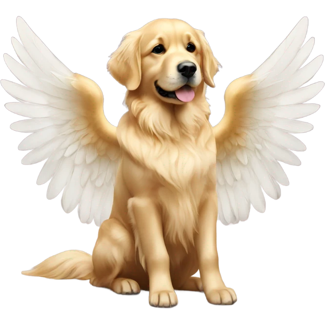 Golden retriever with angel wings emoji