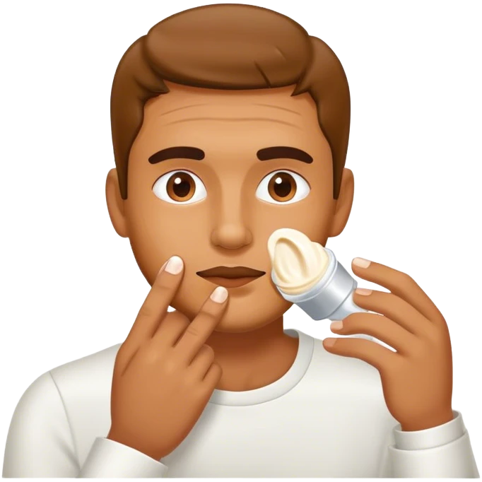 man apply cream to face emoji