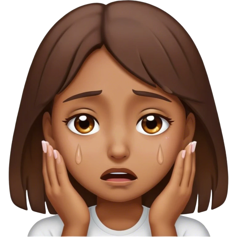 Brown girl brown hair crying  emoji