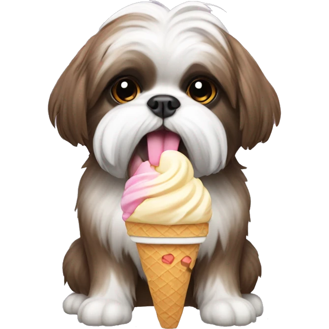 shih tzu eating ice cream emoji