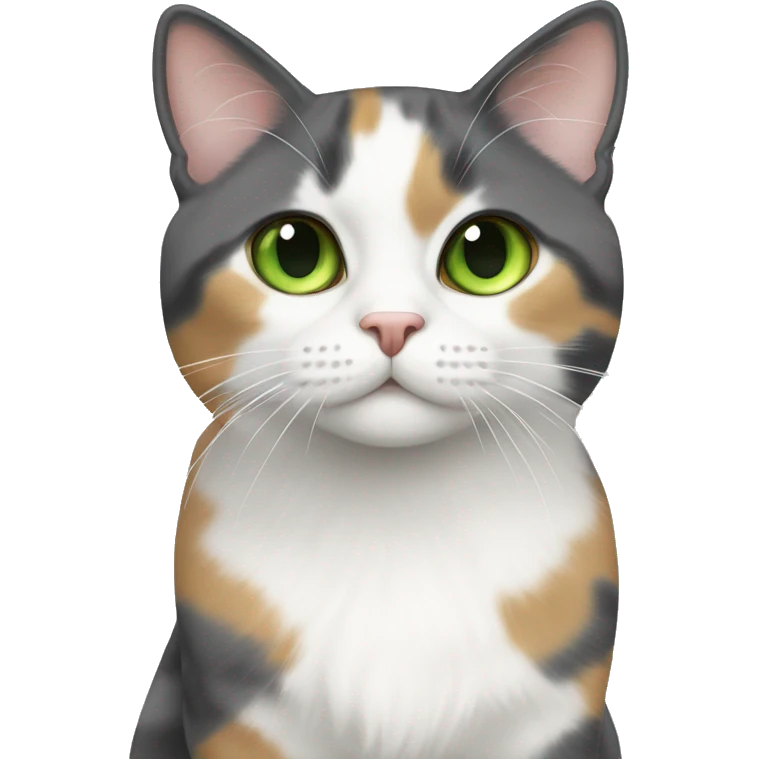 Dilute calico green eyes standing emoji