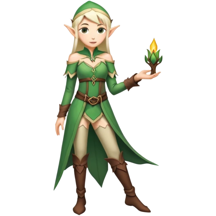 female elf portrait with full body visible, elvish clothing emoji