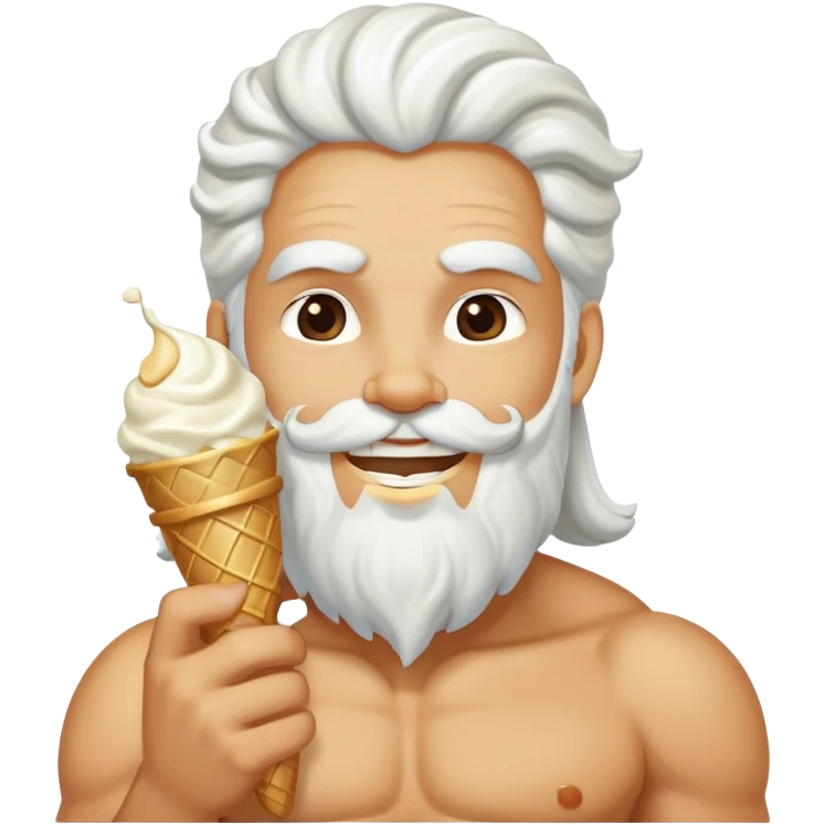smiling Zeus eating white ice cream holding thunderbolt emoji