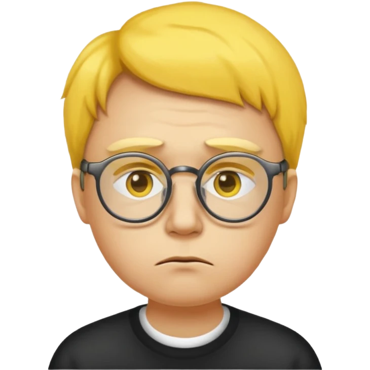 Una cara amarilla con lentes y que esté triste emoji