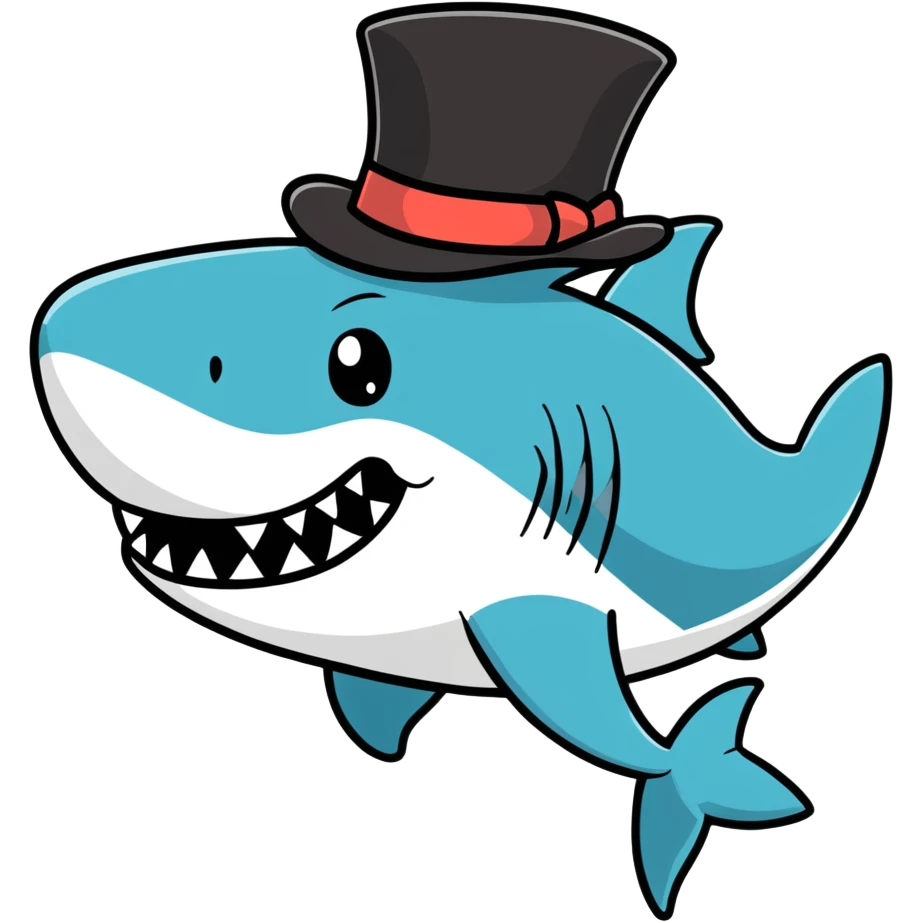 Shark with a top hat emoji