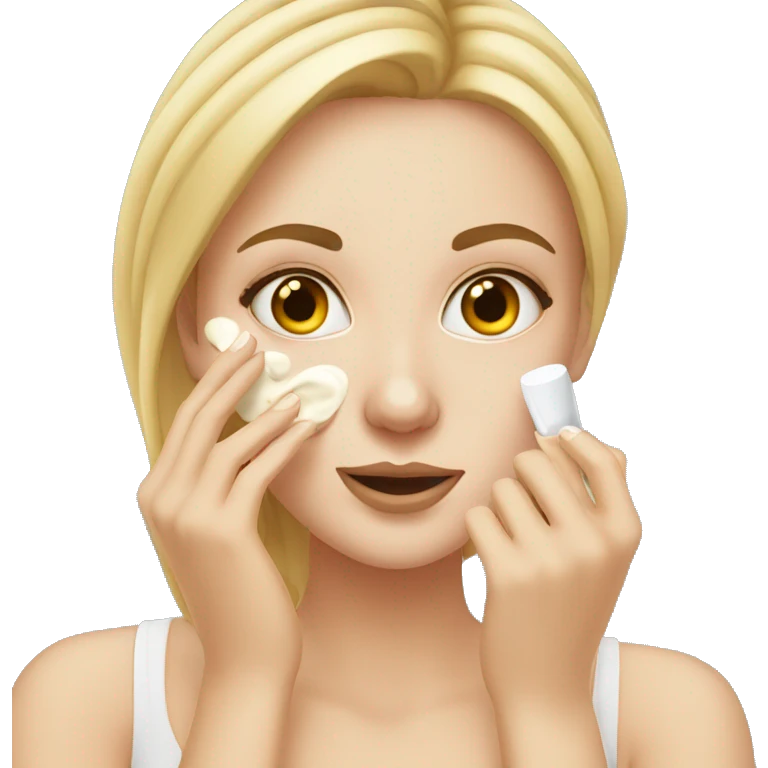 white girl applying cream on face emoji