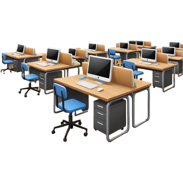 large study space with students working separately emoji