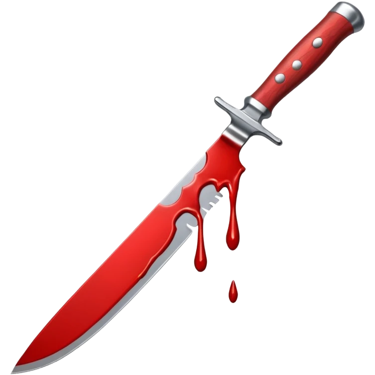 A blood dripping knife pointing diagonal, in the style of your bleeding skull art emoji