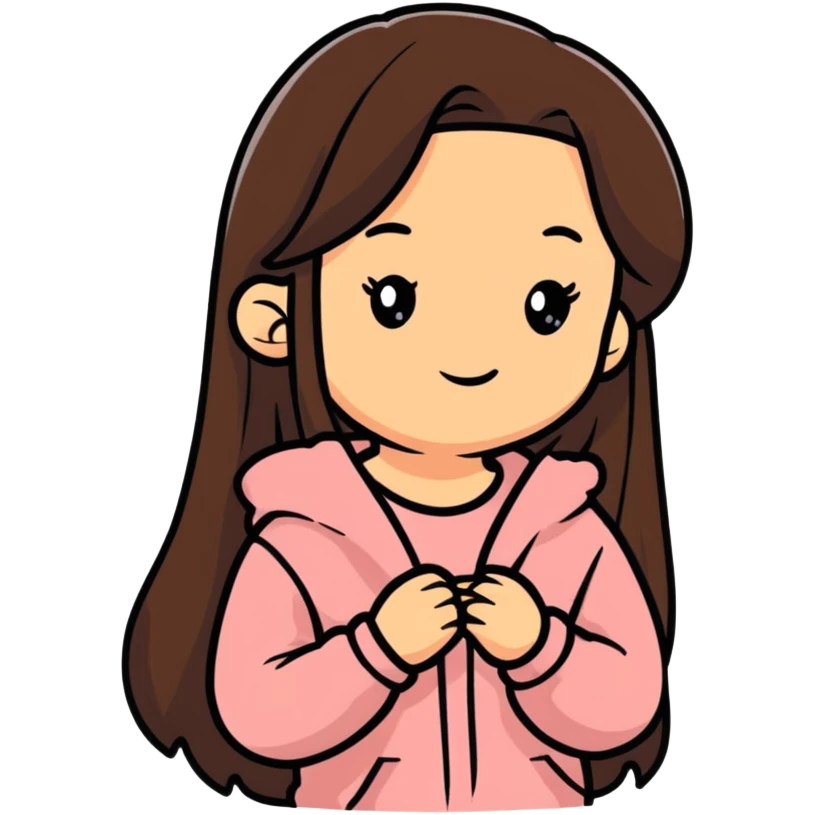Cute long haired, brown 15 years old loving girl emoji