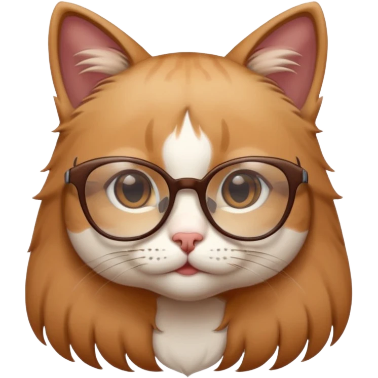 cute girl cat with big, super thin-framed glasses emoji