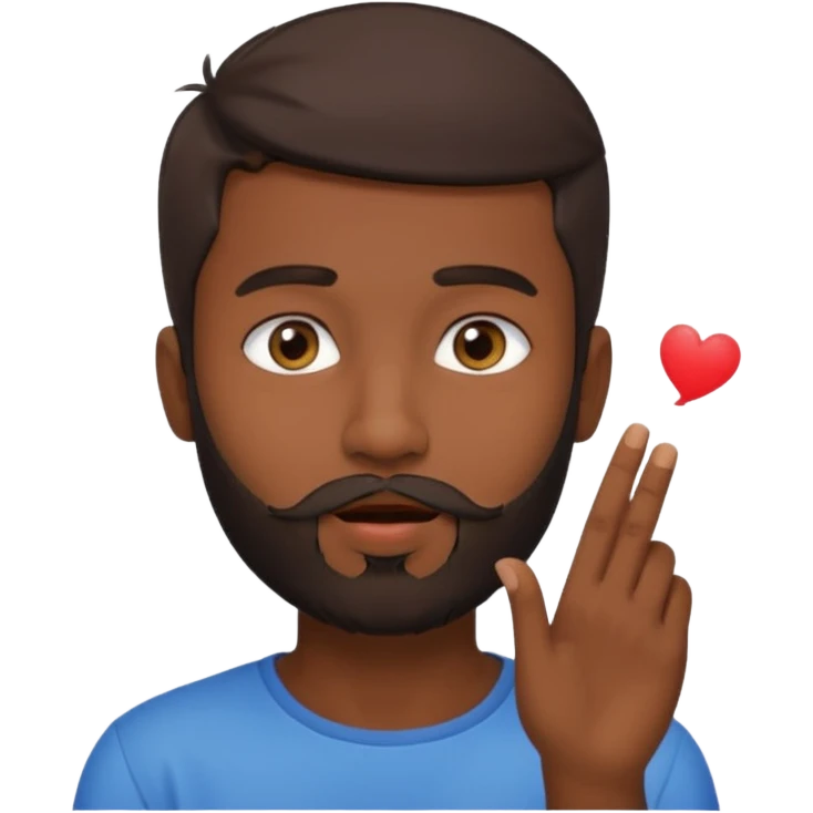 Dark skin Indian 22 year old with beard short hair handsome model blowing a kiss light brown eyes  emoji