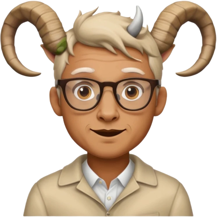 man with goat horn and eyeglasses emoji