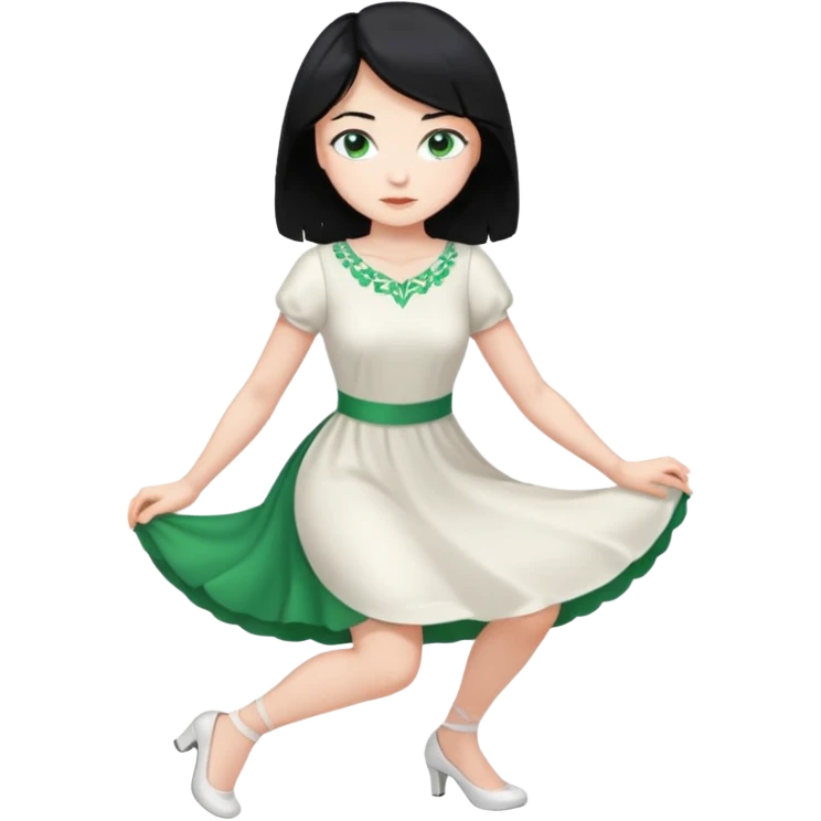 King, black Hair, blue eyes, whole body, Woman, bending knees, blonde, green eyes, White Dress, emoji