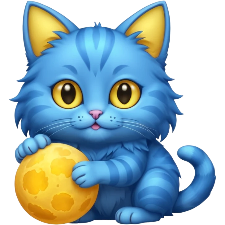 Blue cat holding a moon in it’s paws 🌙🐱 emoji