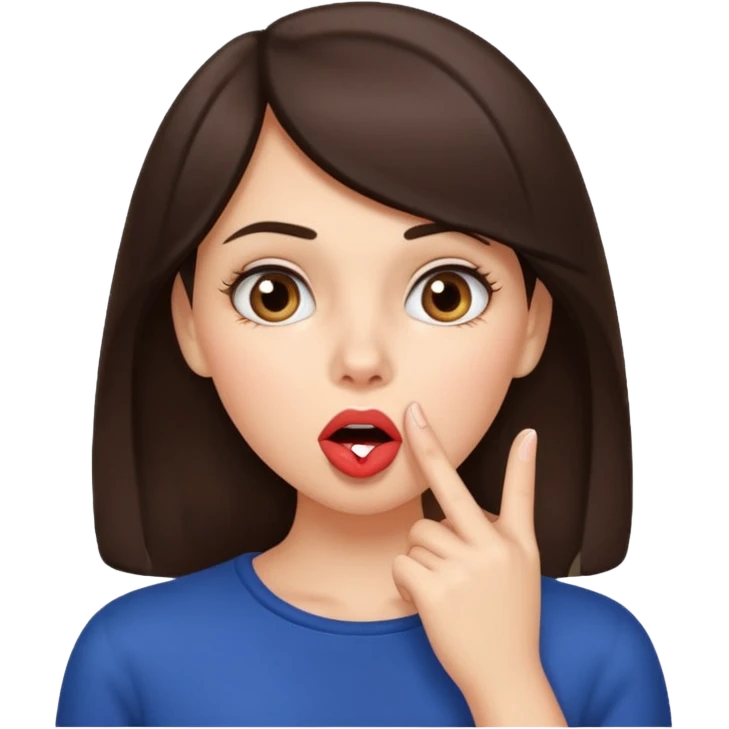 shhh wow brunette girl emoji