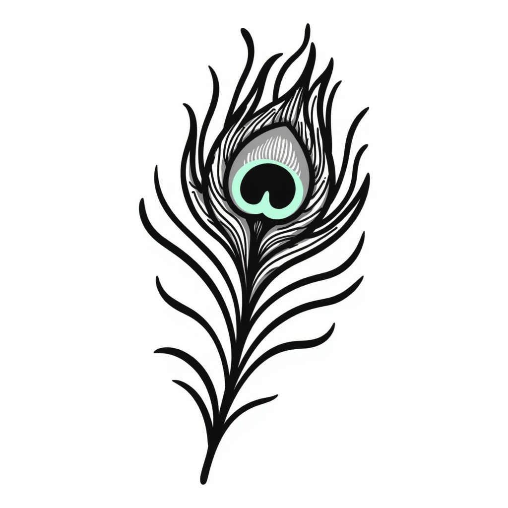 Iridescent peacock feather with beautiful rainbow eye pattern emoji