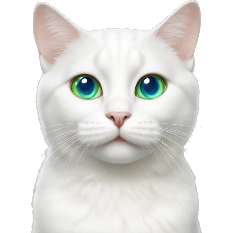 White cat with blue And green heterochromia emoji